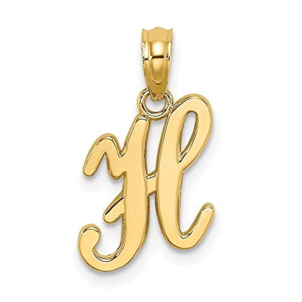 10k Yellow Gold Polished H Script Initial Charm - image 5